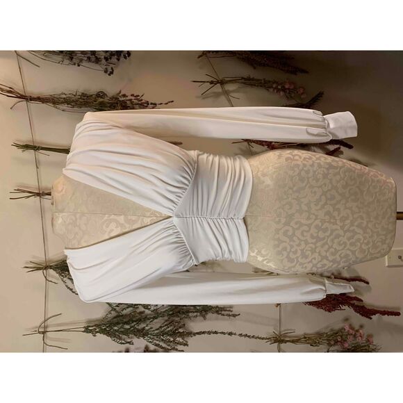 Express Womens Crop Top Long Sleeve Surplice Neckline Ruching Blouse Size S M - Picture 1 of 5